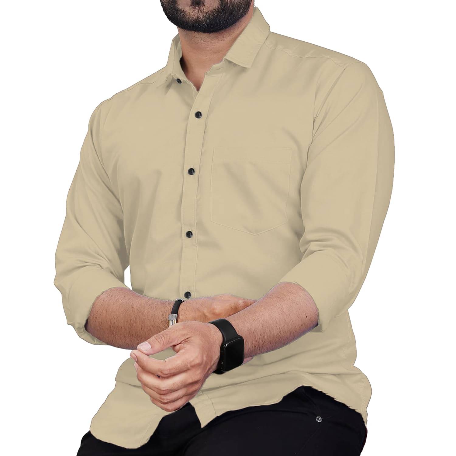 Vida Loca Cotton Blend Slim Fit Solids Full Sleeves Men's Casual Shirt - Beige ( Pack of 1 ) Vida Loca Cotton Blend Slim Fit Solids Full Sleeves Men's Casual Shirt - Beige ( Pack of 1 )