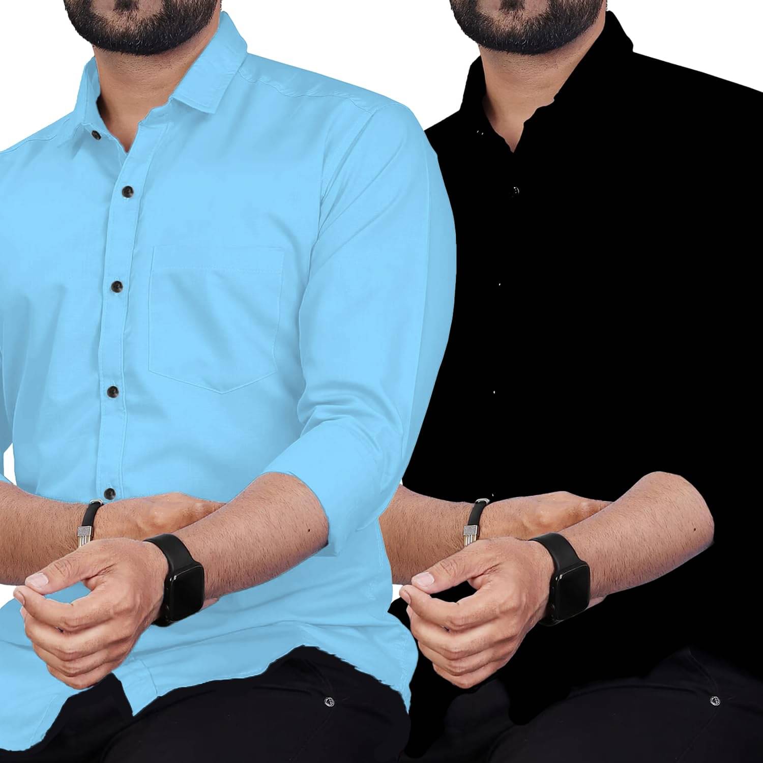 Vida Loca Cotton Blend Slim Fit Solids Full Sleeves Men's Casual Shirt - Sky Blue ( Pack of 2 ) Vida Loca Cotton Blend Slim Fit Solids Full Sleeves Men's Casual Shirt - Sky Blue ( Pack of 2 )