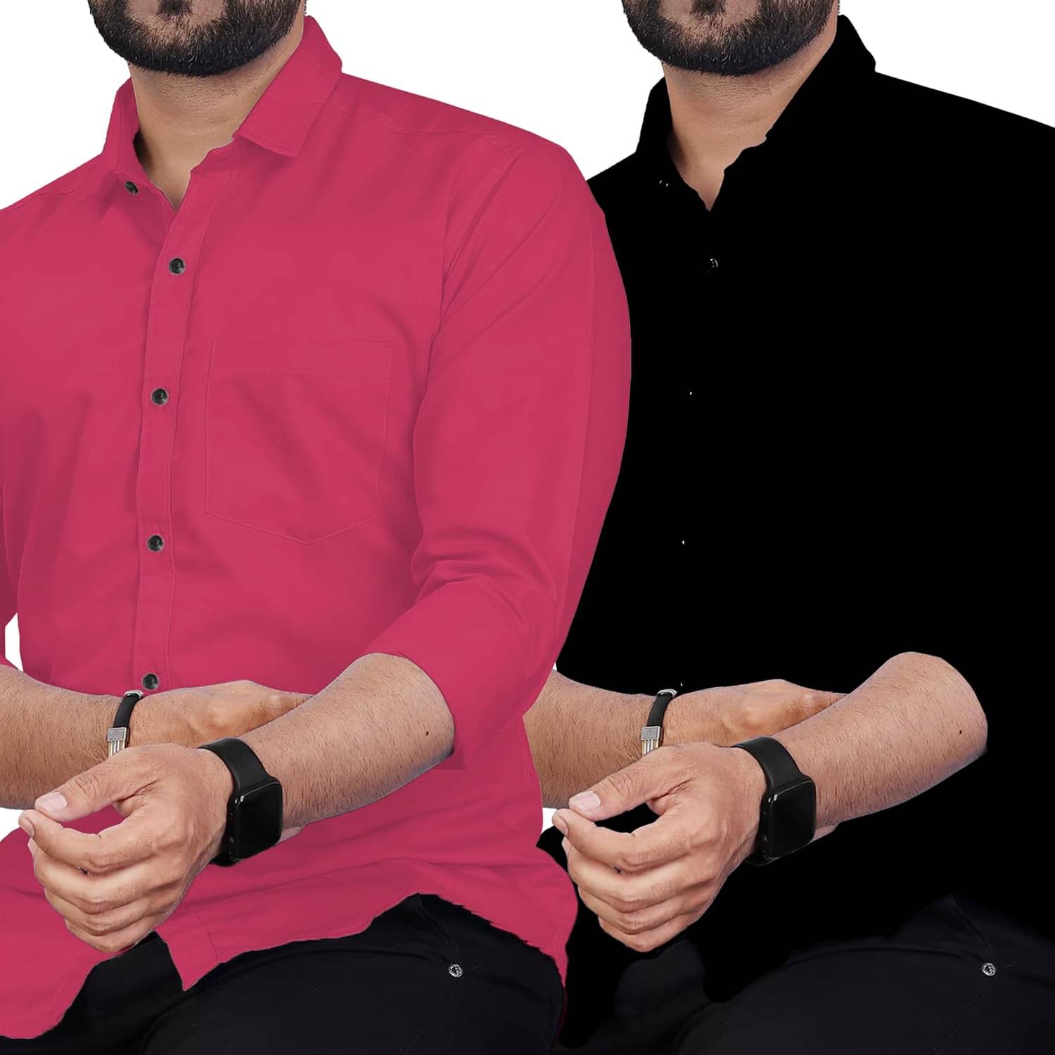Vida Loca Cotton Blend Slim Fit Solids Full Sleeves Men's Casual Shirt - Pink ( Pack of 2 ) Vida Loca Cotton Blend Slim Fit Solids Full Sleeves Men's Casual Shirt - Pink ( Pack of 2 )