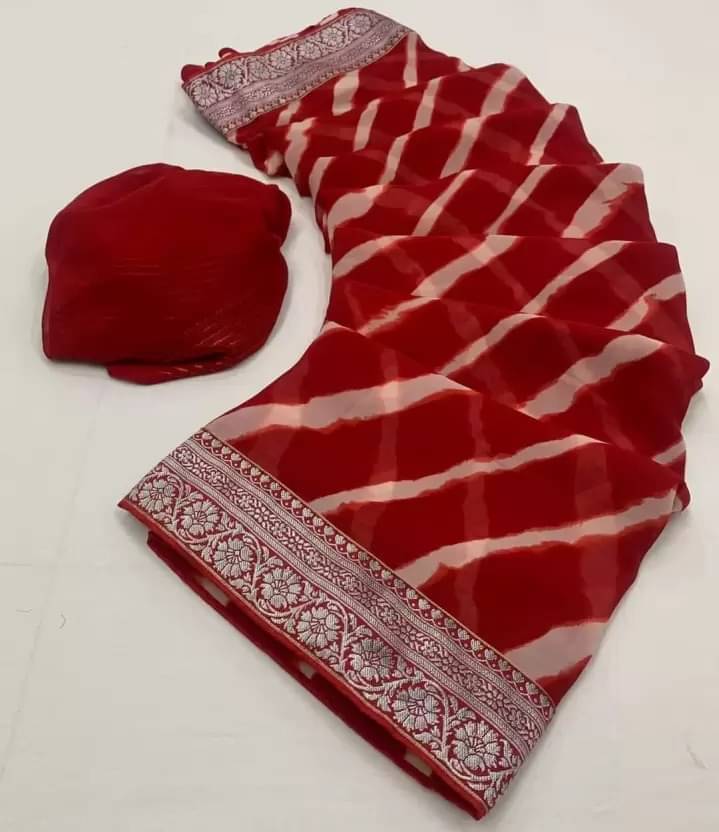 Vkaran Georgette Printed Saree With Unstitched Blouse Piece ( Red ) Vkaran Georgette Printed Saree With Unstitched Blouse Piece ( Red )