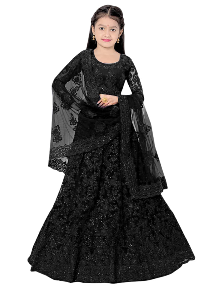     			piludi Net Lehenga Choli Set For Girls ( Pack of 1 , Black )