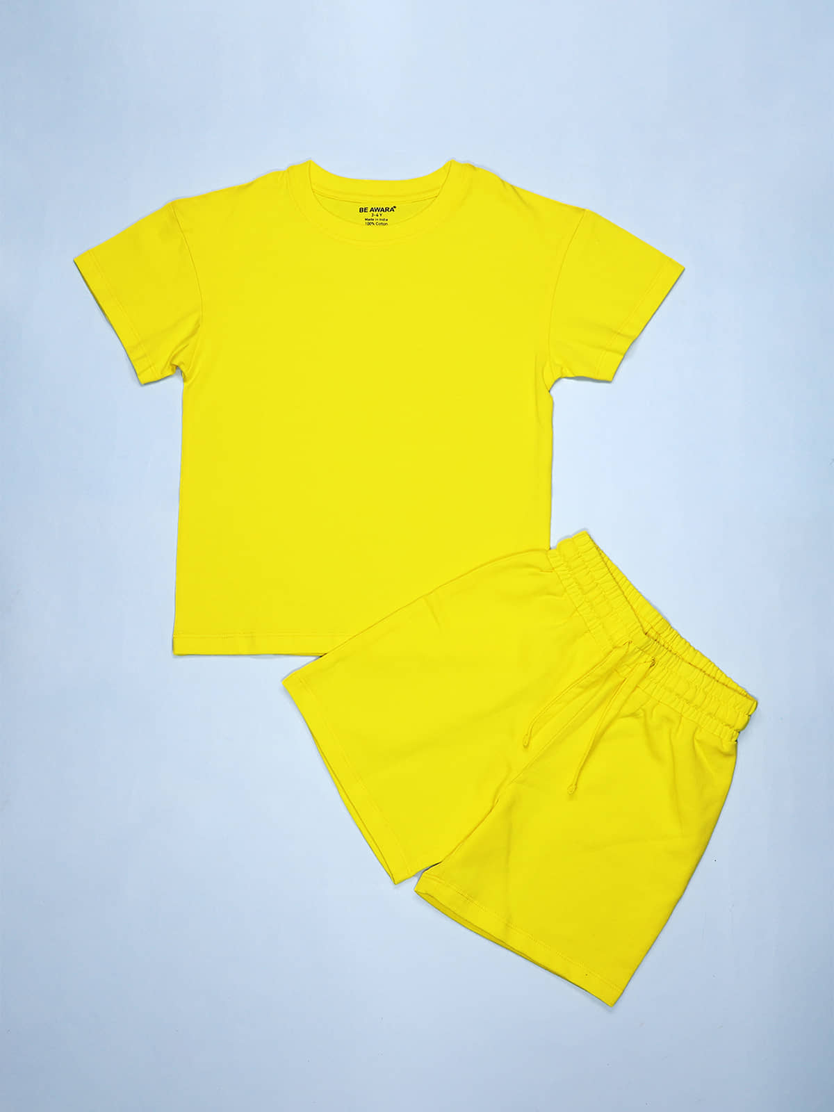 Be Awara Pack of 1 Boys Cotton T-Shirt & Shorts Set ( Yellow )