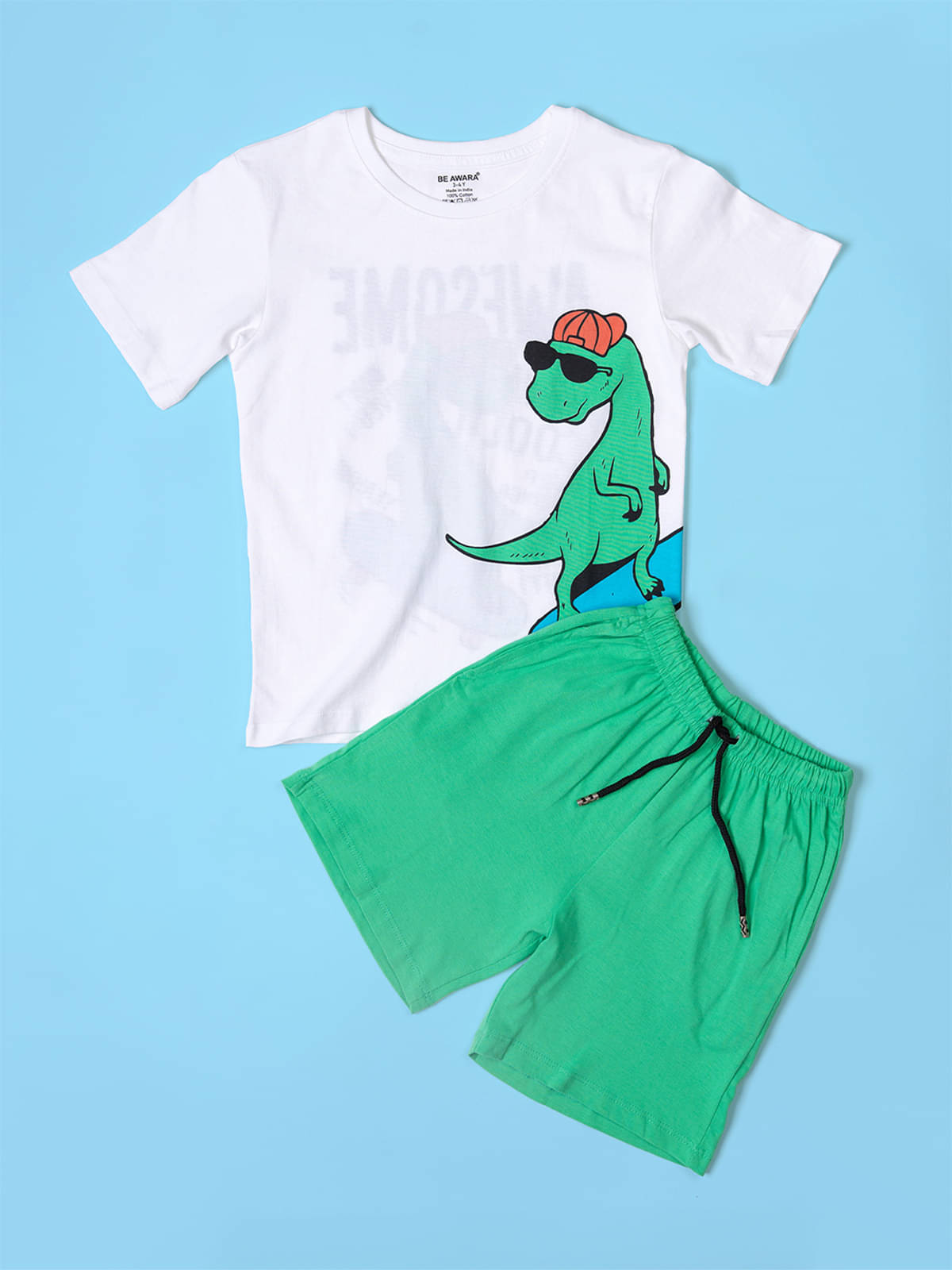     			Be Awara Pack of 1 Baby Boys Cotton T-Shirt & Shorts Set ( White )