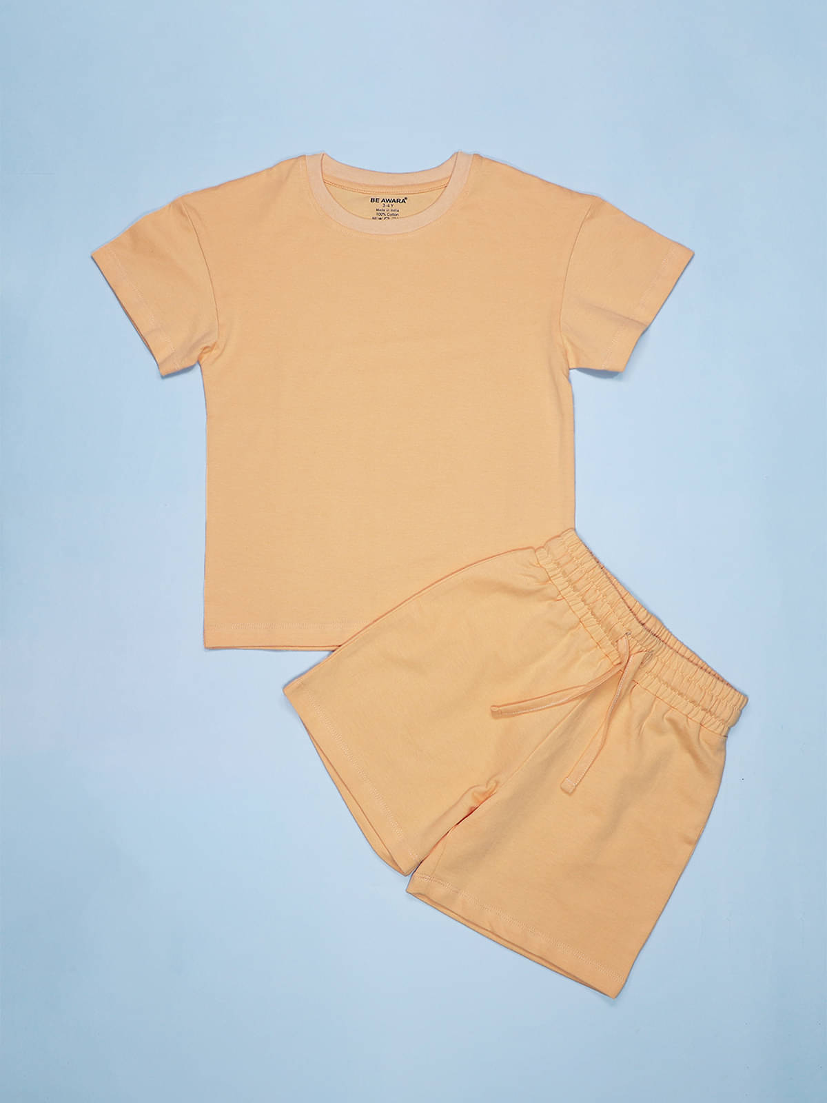     			Be Awara Pack of 1 Baby Boys Cotton T-Shirt & Shorts Set ( Peach )