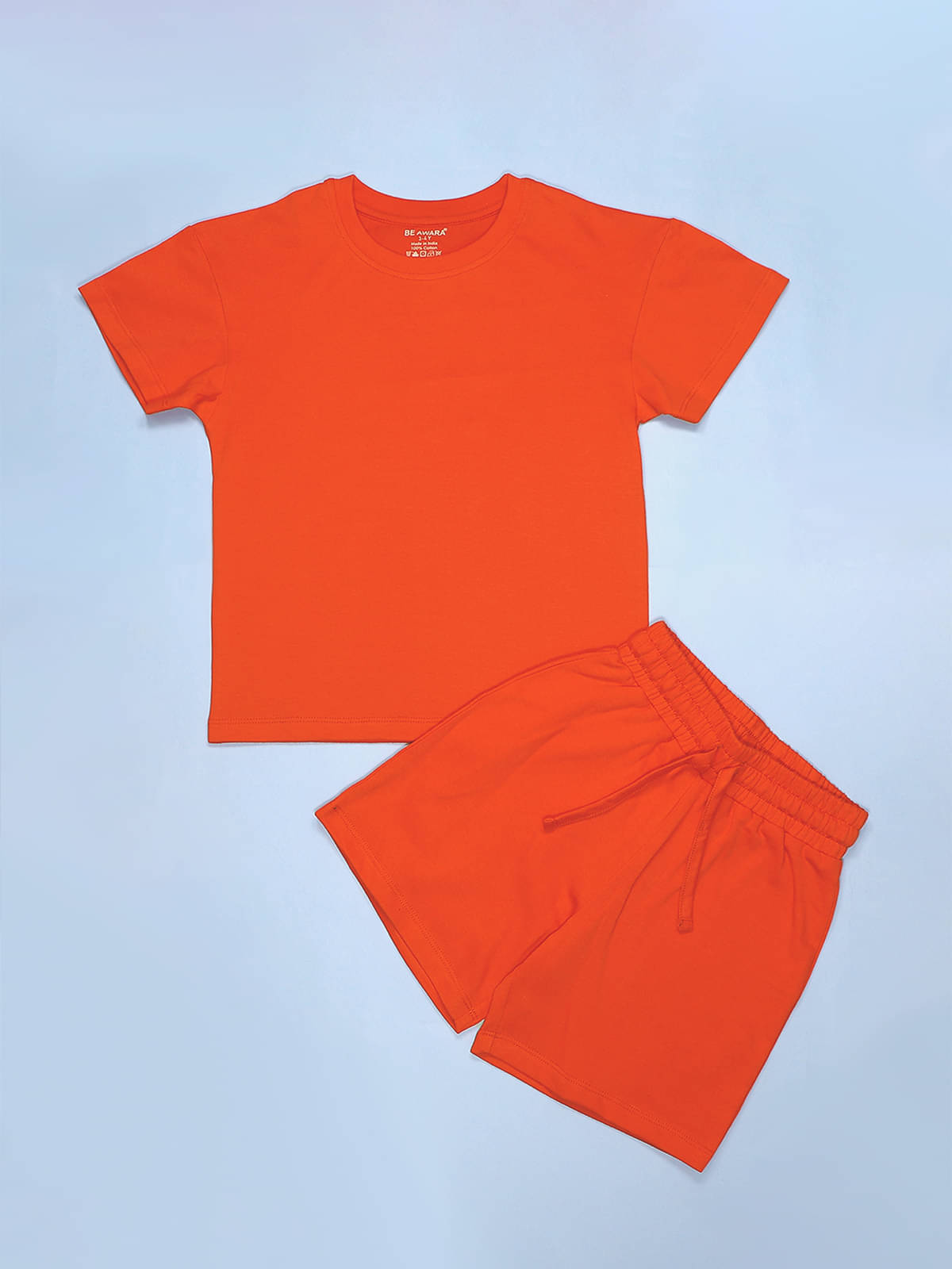     			Be Awara Pack of 1 Boys Cotton T-Shirt & Shorts Set ( Orange )