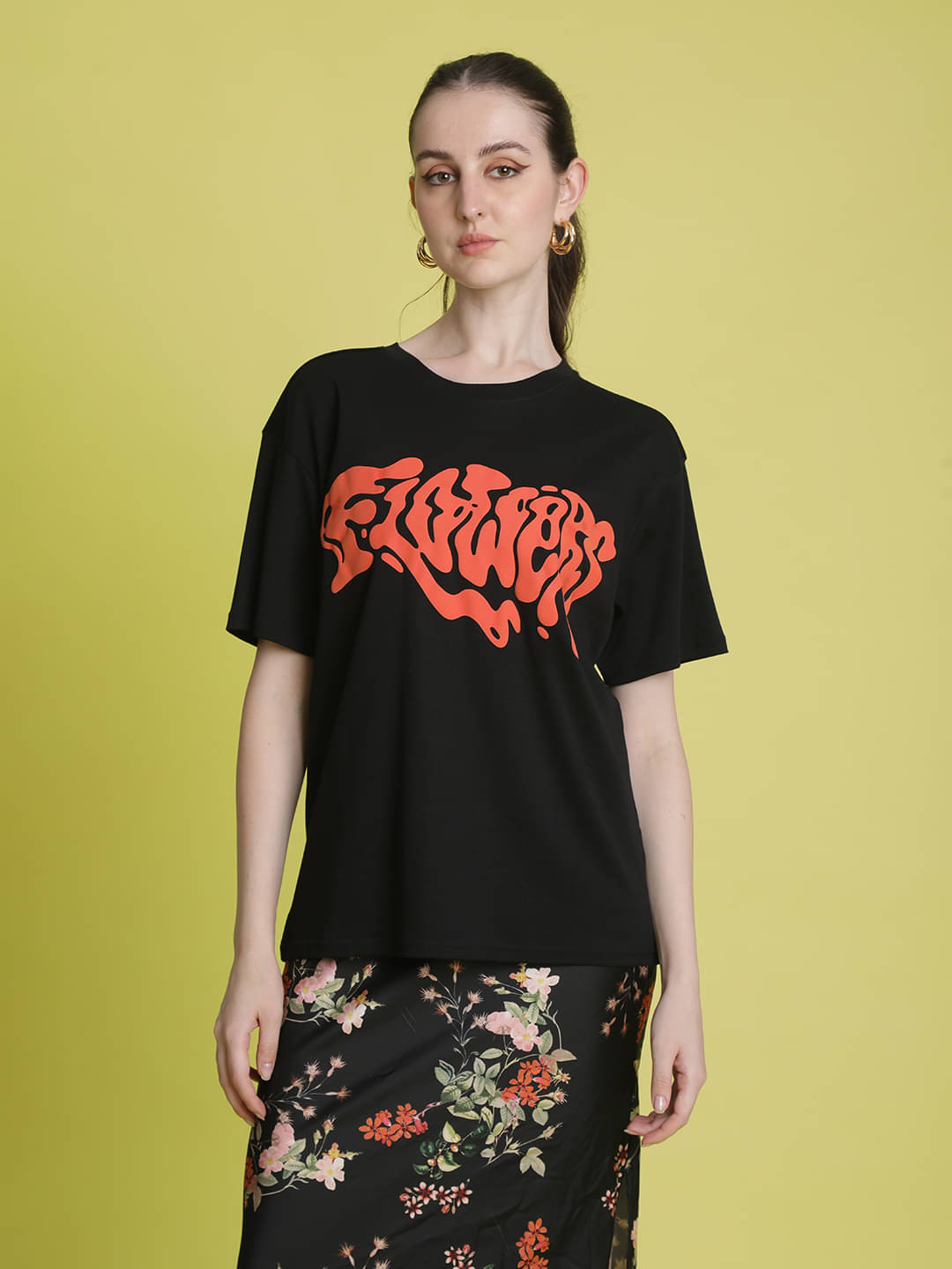 Bene Kleed Women Cotton Printed Oversized Fit Round Neck T-Shirt ( Black )     			Bene Kleed Women Cotton Printed Oversized Fit Round Neck T-Shirt ( Black )