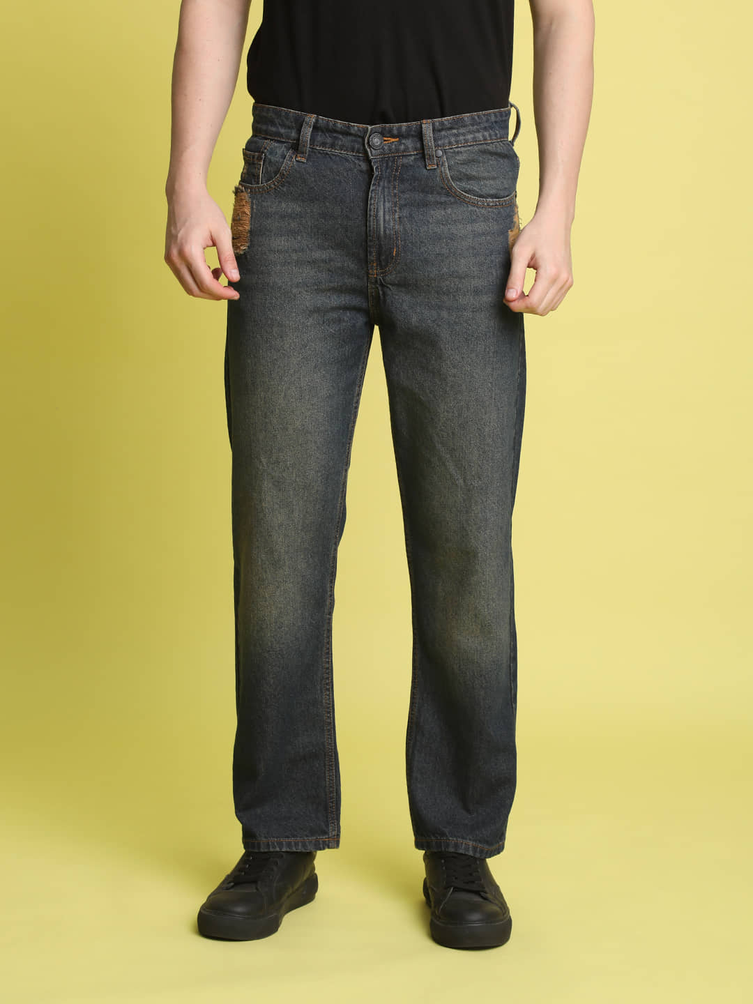 Bene Kleed Straight Distressed Men's Jeans - Blue ( Pack of 1 ) - Jeans | Buy online on ZillyBuy