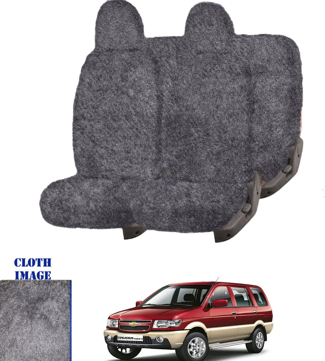Chevrolet Tavera Grey 7 Seater Car Seat Cover     			Chevrolet Tavera Grey 7 Seater Car Seat Cover