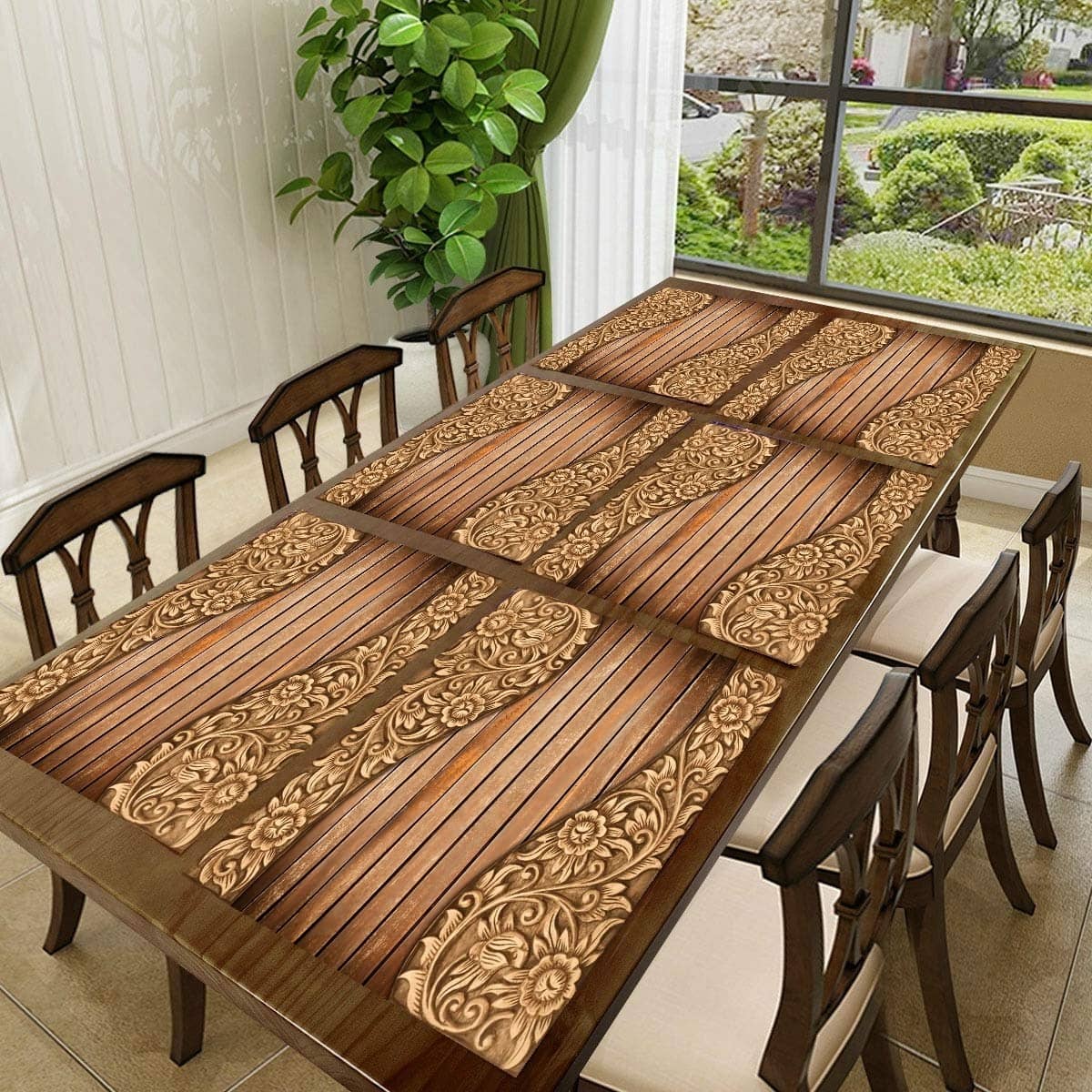 CreadCraft PVC Solid Rectangle Table Mats ( 40 cm x 30 cm ) Pack of 1 - Multi