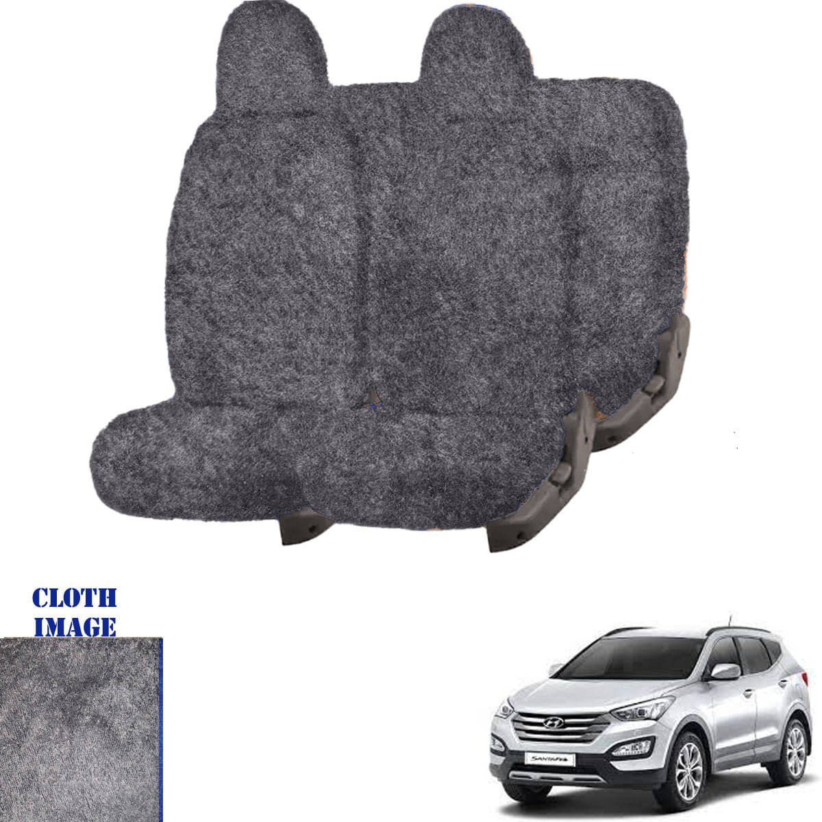 Hyundai SantaFe Grey 5 Seater Car Seat Cover     			Hyundai SantaFe Grey 5 Seater Car Seat Cover