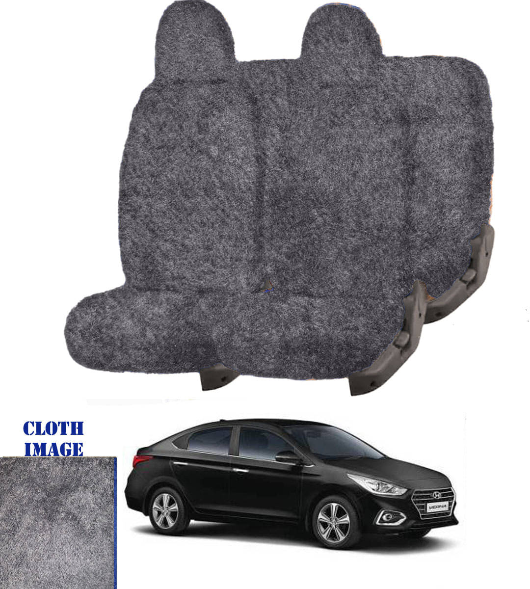     			Hyundai Verna Grey 5 Seater Car Seat Cover