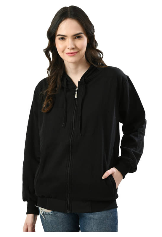 IndiWeaves - Fleece Black Hooded Jackets Pack of 1 IndiWeaves - Fleece Black Hooded Jackets Pack of 1