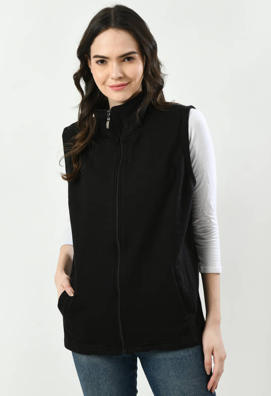     			IndiWeaves - Fleece Black Jackets Pack of 1