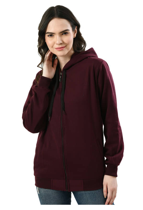     			IndiWeaves - Fleece Brown Hooded Jackets Pack of 1