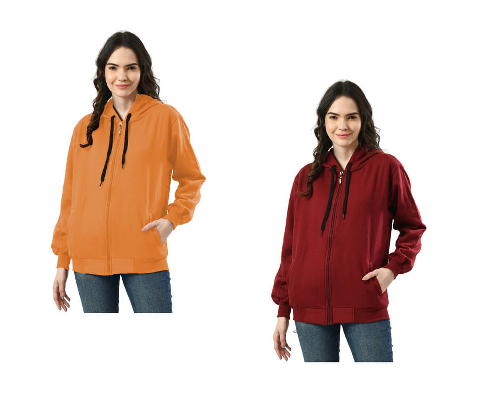 IndiWeaves - Fleece Multi Color Hooded Jackets Pack of 2 IndiWeaves - Fleece Multi Color Hooded Jackets Pack of 2