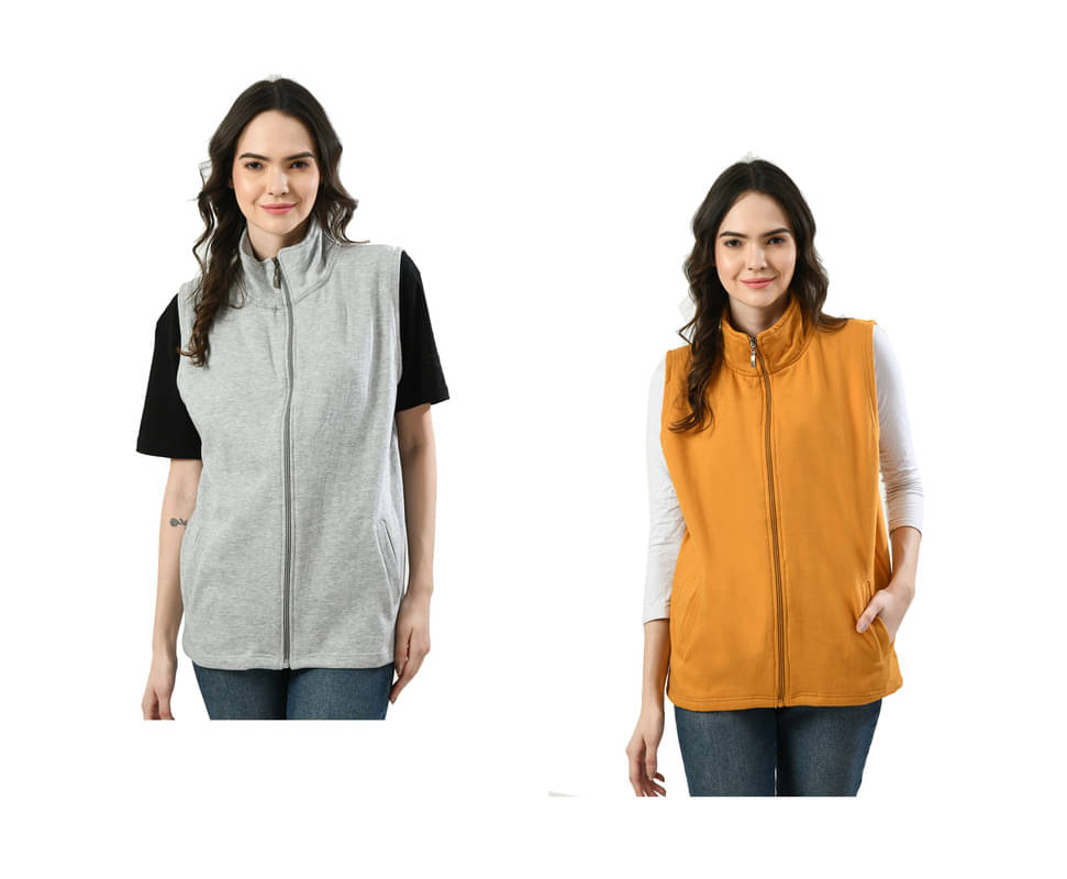     			IndiWeaves - Fleece Multi Color Jackets Pack of 2