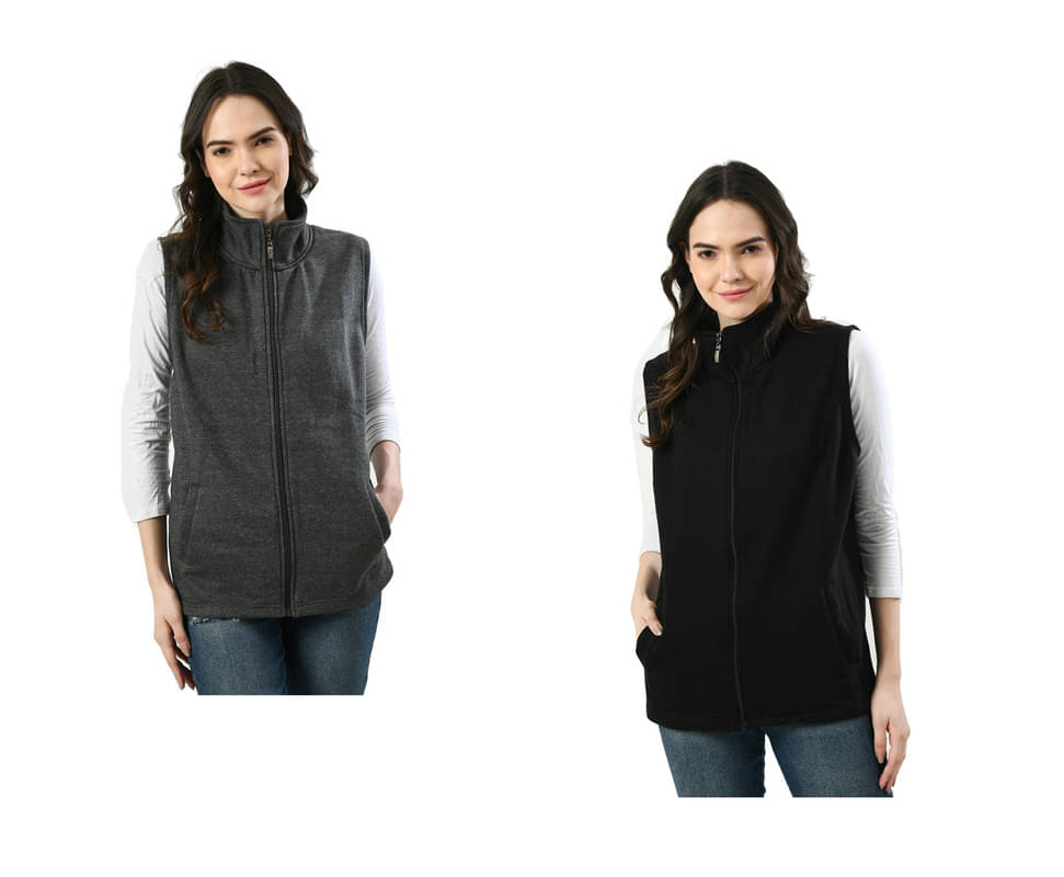     			IndiWeaves - Fleece Multi Color Jackets Pack of 2