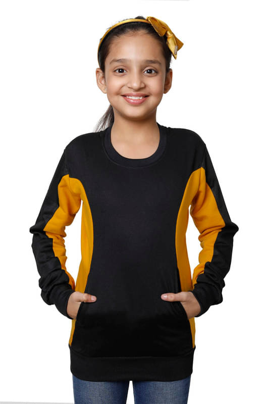     			IndiWeaves Pack of 1 Girls Fleece Sweatshirt ( Black )
