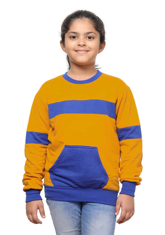     			IndiWeaves Pack of 1 Girls Fleece Sweatshirt ( Yellow )