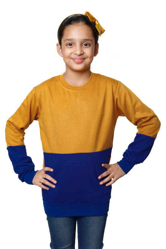     			IndiWeaves Pack of 1 Girls Fleece Sweatshirt ( Yellow )