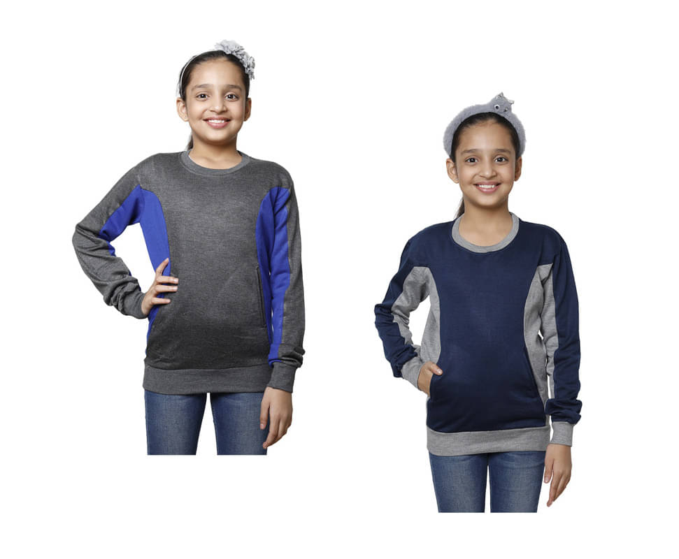     			IndiWeaves Pack of 2 Girls Fleece Sweatshirt ( Multicolor )