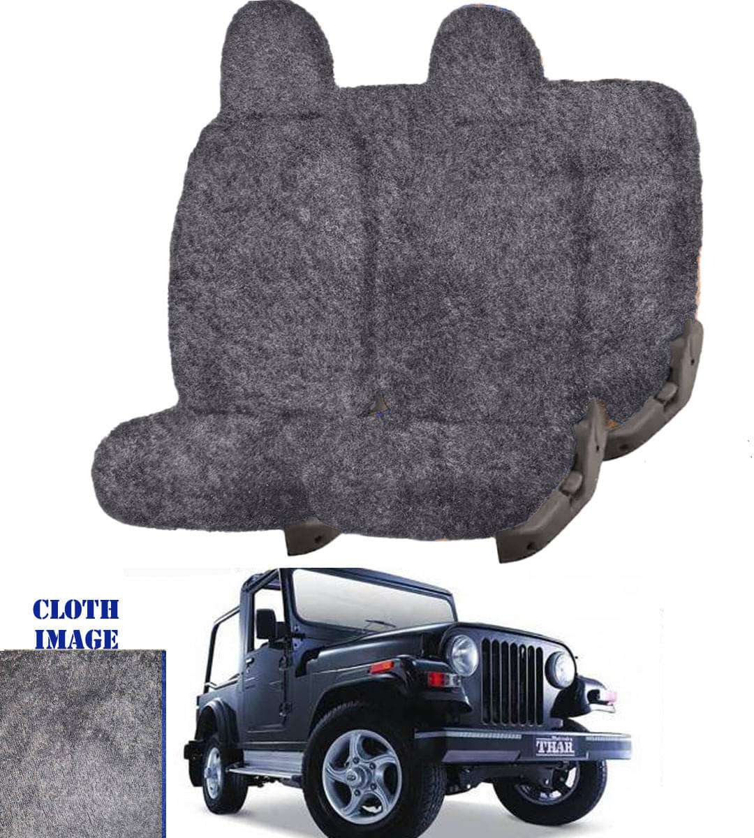 Mahindra Thar Grey 5 Seater Car Seat Cover Mahindra Thar Grey 5 Seater Car Seat Cover