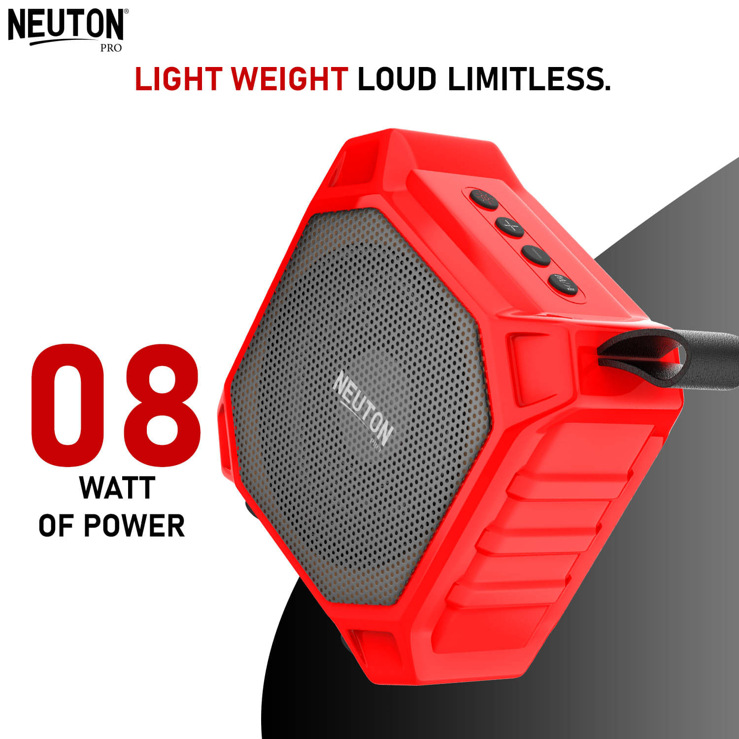     			NEUTON PRO BABY 8 W Bluetooth Speaker Bluetooth V 5.0 with 3D Bass Playback Time 6 hrs Red