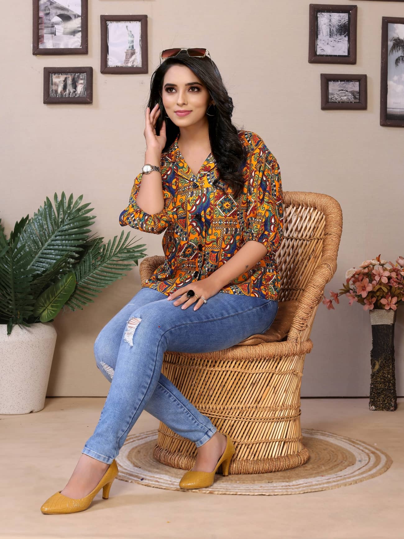 NightBlue Women Printed Poly Cotton Shirt ( Maroon )