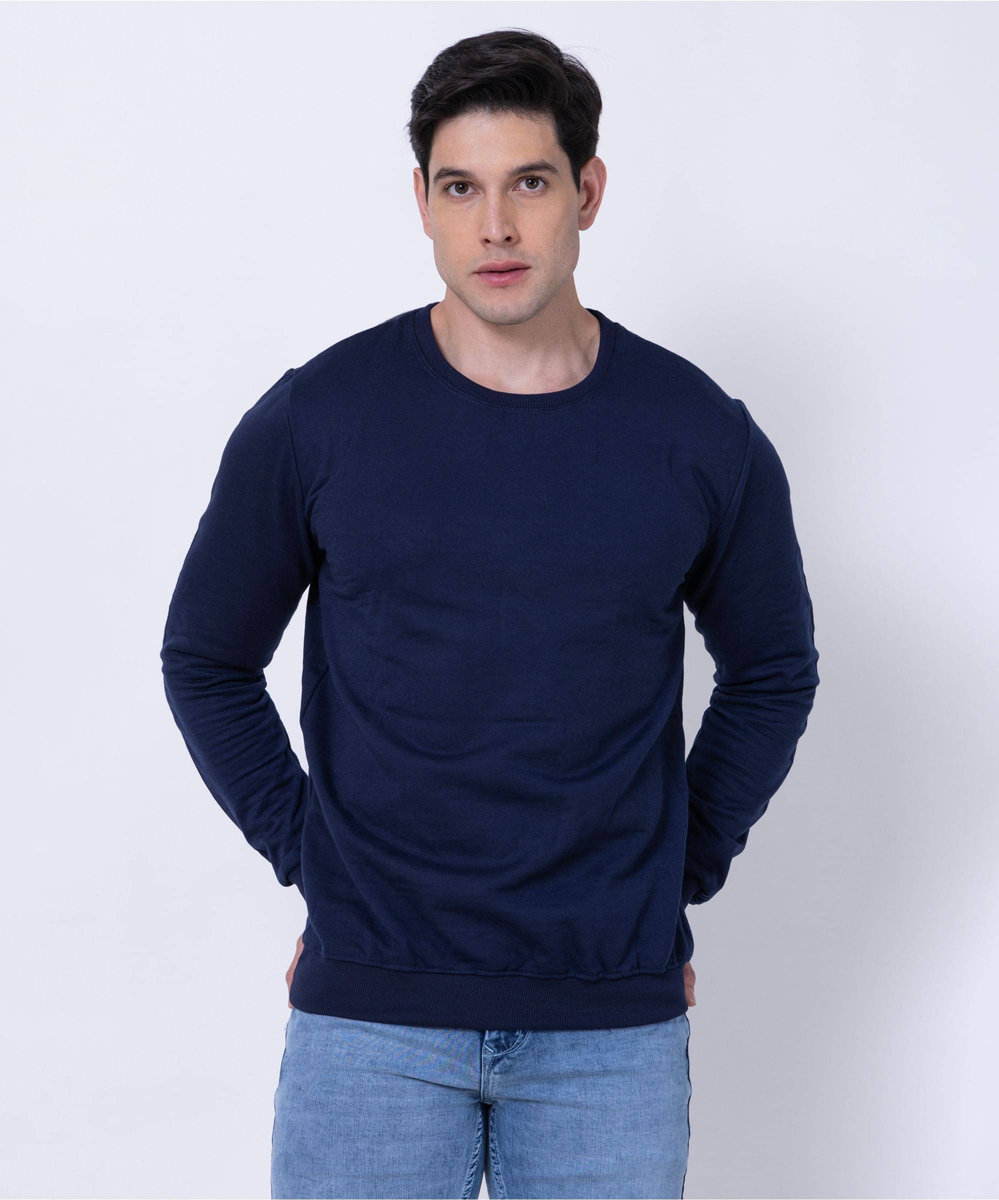 Pl@cidS20 Style Fleece Round Neck Men's Sweatshirt - Navy Blue ( Pack of 1 ) Pl@cidS20 Style Fleece Round Neck Men's Sweatshirt - Navy Blue ( Pack of 1 )