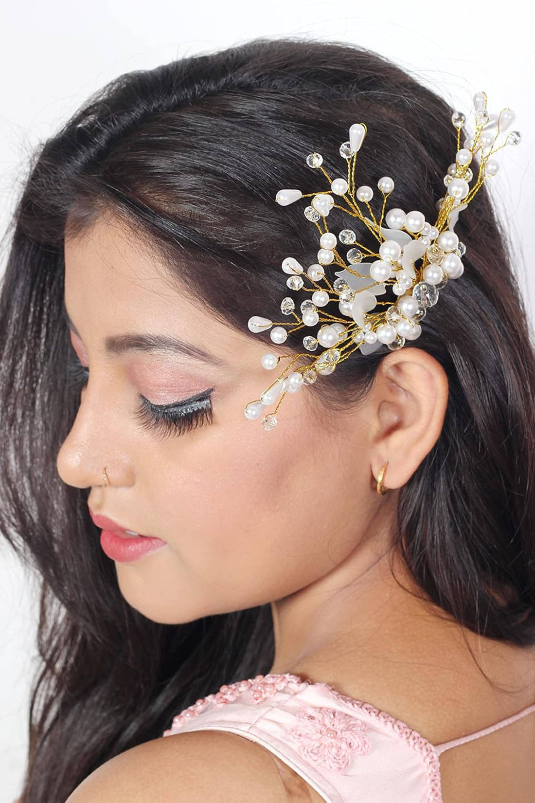     			RITZKART Gold,White Hair Accessory Set ( Pack of 1 )