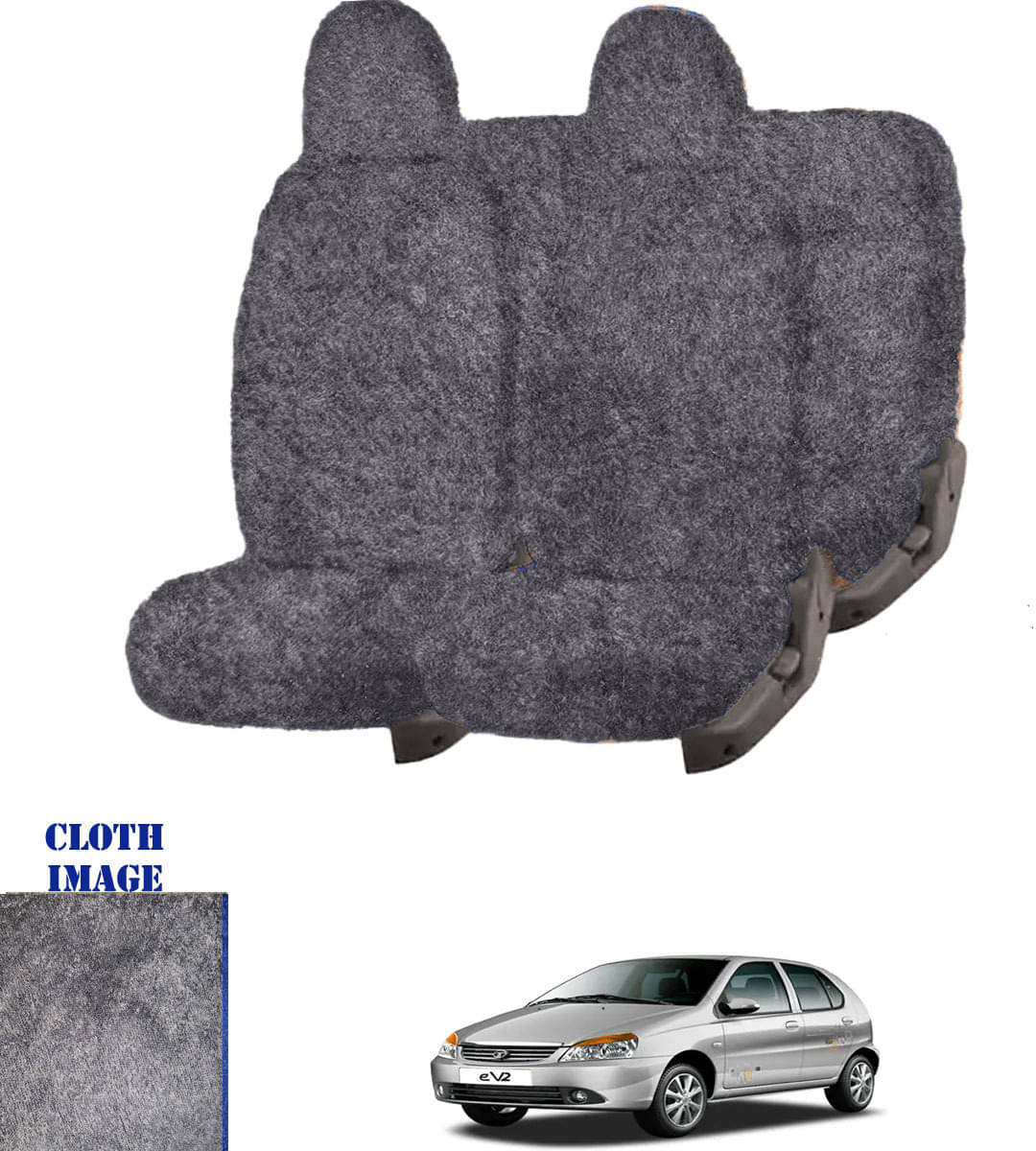 Tata Indica eV2 Grey 5 Seater Car Seat Cover     			Tata Indica eV2 Grey 5 Seater Car Seat Cover