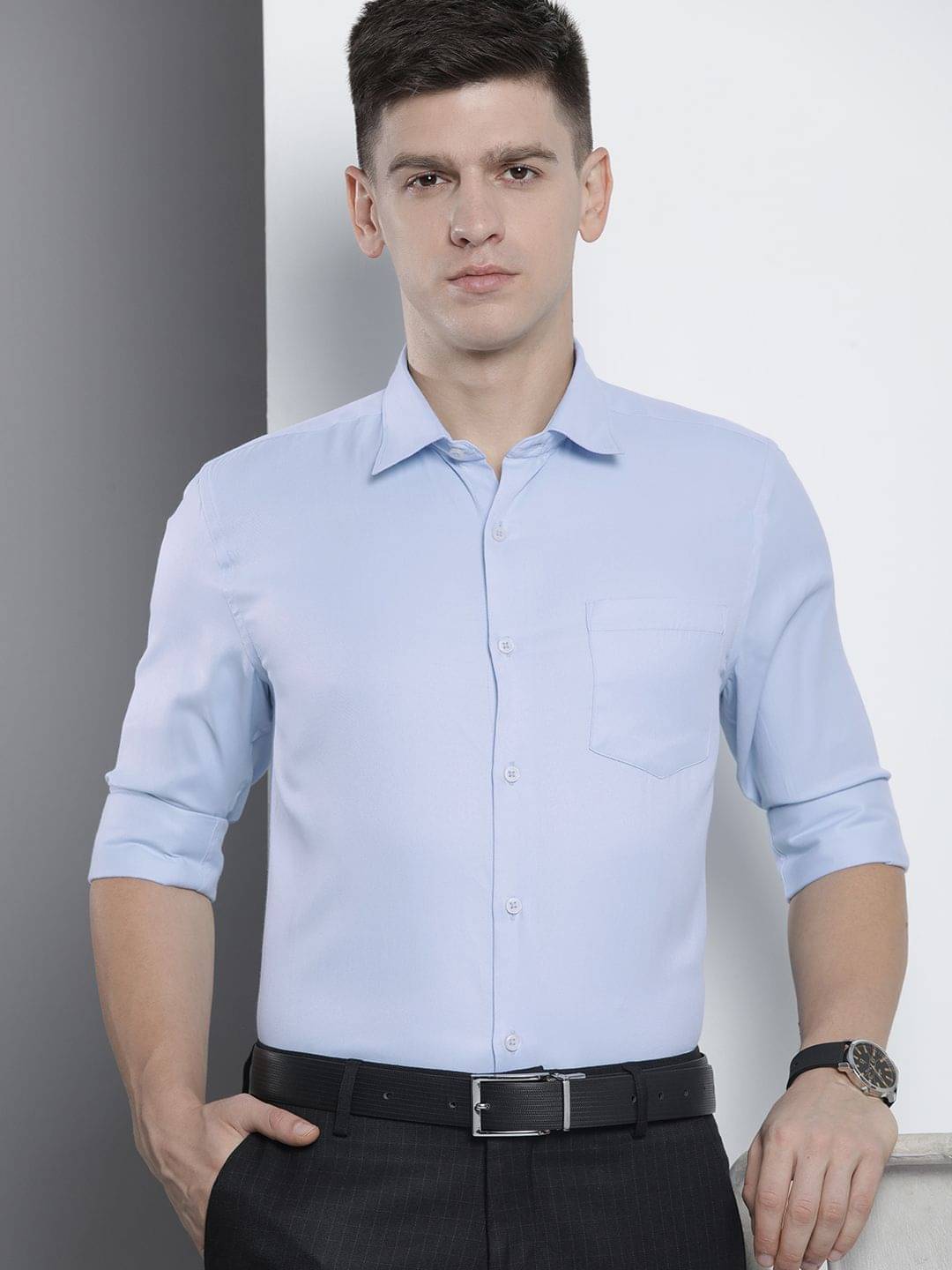     			The Indian Garage Co. Poly Cotton Slim Fit Full Sleeves Men's Formal Shirt - Light Blue ( Pack of 1 )