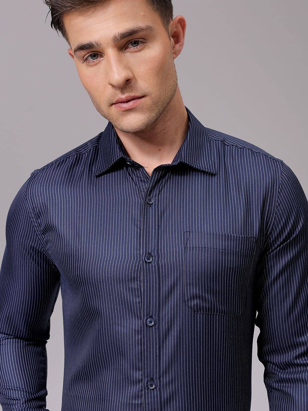The Indian Garage Co. Poly Cotton Slim Fit Full Sleeves Men's Formal Shirt - Navy ( Pack of 1 )     			The Indian Garage Co. Poly Cotton Slim Fit Full Sleeves Men's Formal Shirt - Navy ( Pack of 1 )