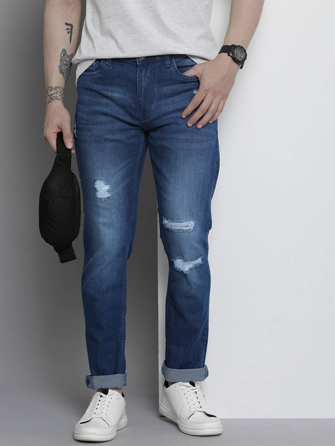 The Indian Garage Co. Slim Fit Basic Men's Jeans - Mid Blue ( Pack of 1 )     			The Indian Garage Co. Slim Fit Basic Men's Jeans - Mid Blue ( Pack of 1 )