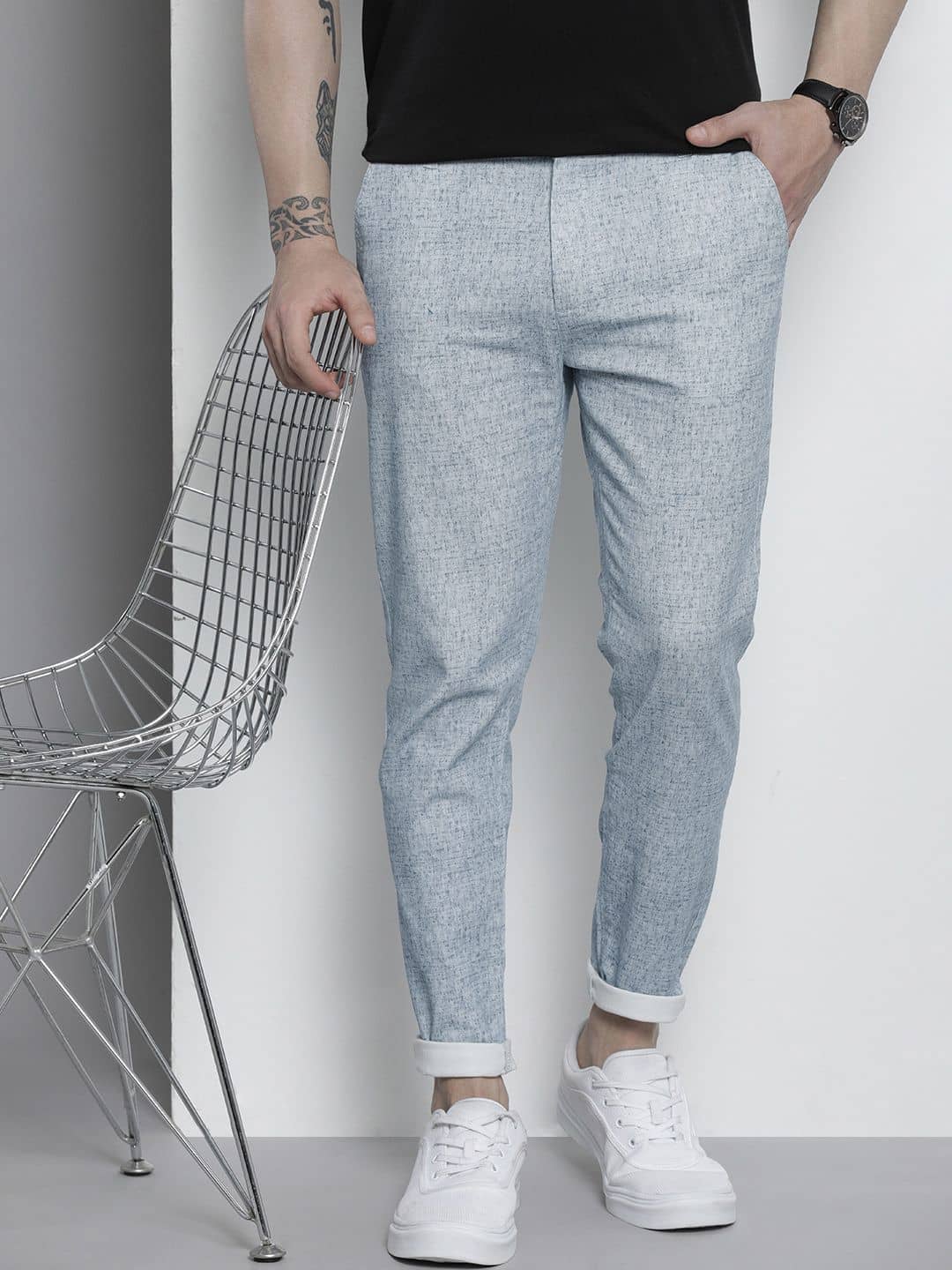 The Indian Garage Co. Slim Flat Men's Chinos - Grey ( Pack of 1 ) - Trousers | Buy online on ZillyBuy