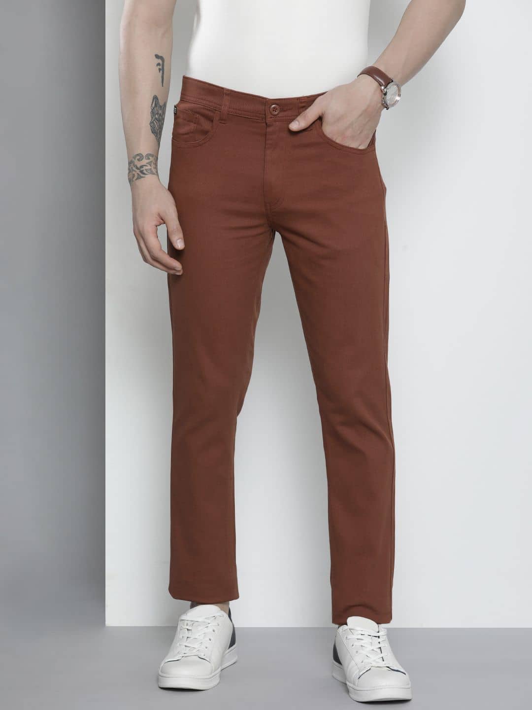 The Indian Garage Co. Slim Flat Men's Chinos - Light Blue ( Pack of 1 ) - Trousers | Buy online on ZillyBuy