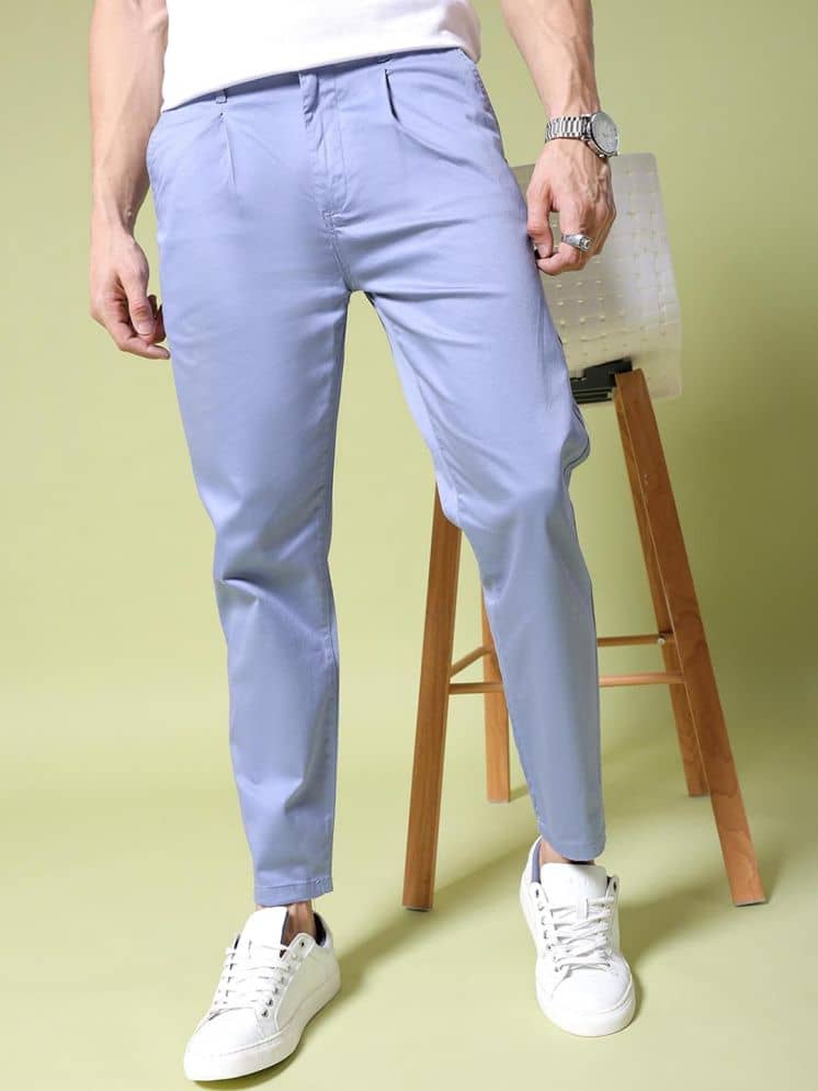 The Indian Garage Co. Slim Flat Men's Chinos - Blue ( Pack of 1 ) - Trousers | Buy online on ZillyBuy