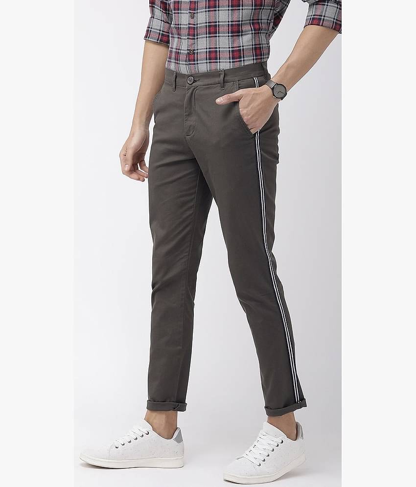 The Indian Garage Co. Slim Flat Men's Chinos - Grey ( Pack of 1 )