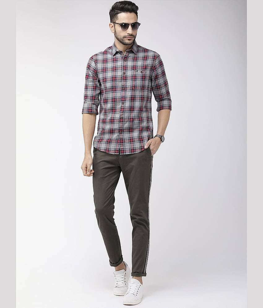 The Indian Garage Co. Slim Flat Men's Chinos - Grey ( Pack of 1 )