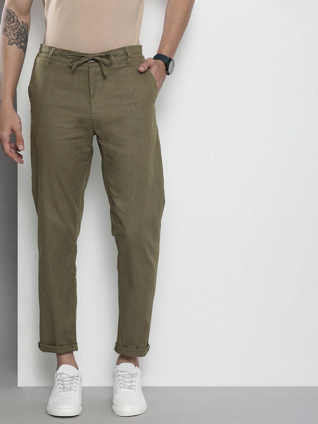     			The Indian Garage Co. Slim Flat Men's Joggers - Green ( Pack of 1 )