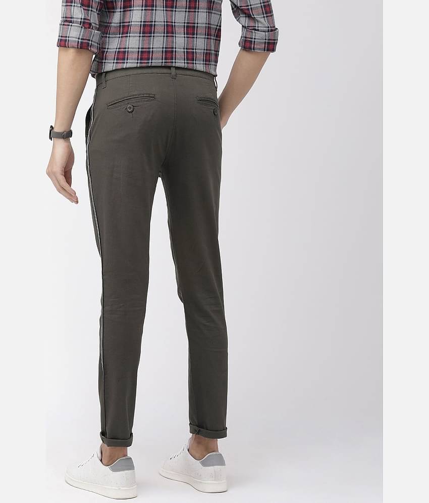 The Indian Garage Co. Slim Flat Men's Chinos - Grey ( Pack of 1 )