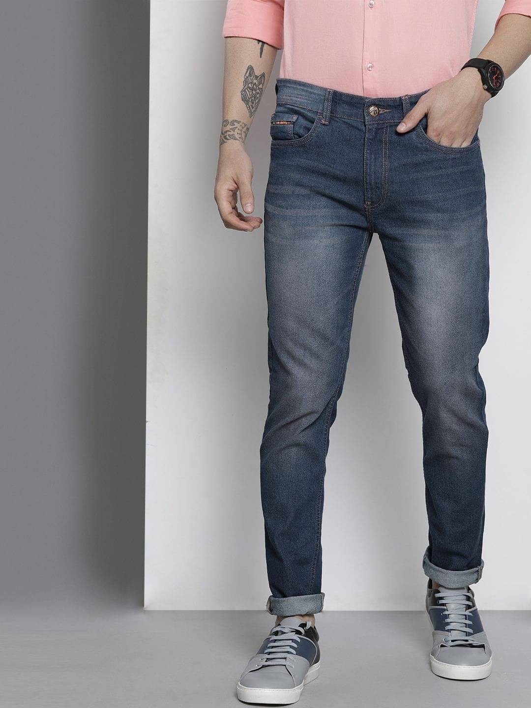    			The Indian Garage Co. Slim Fit Basic Men's Jeans - Light Blue ( Pack of 1 )