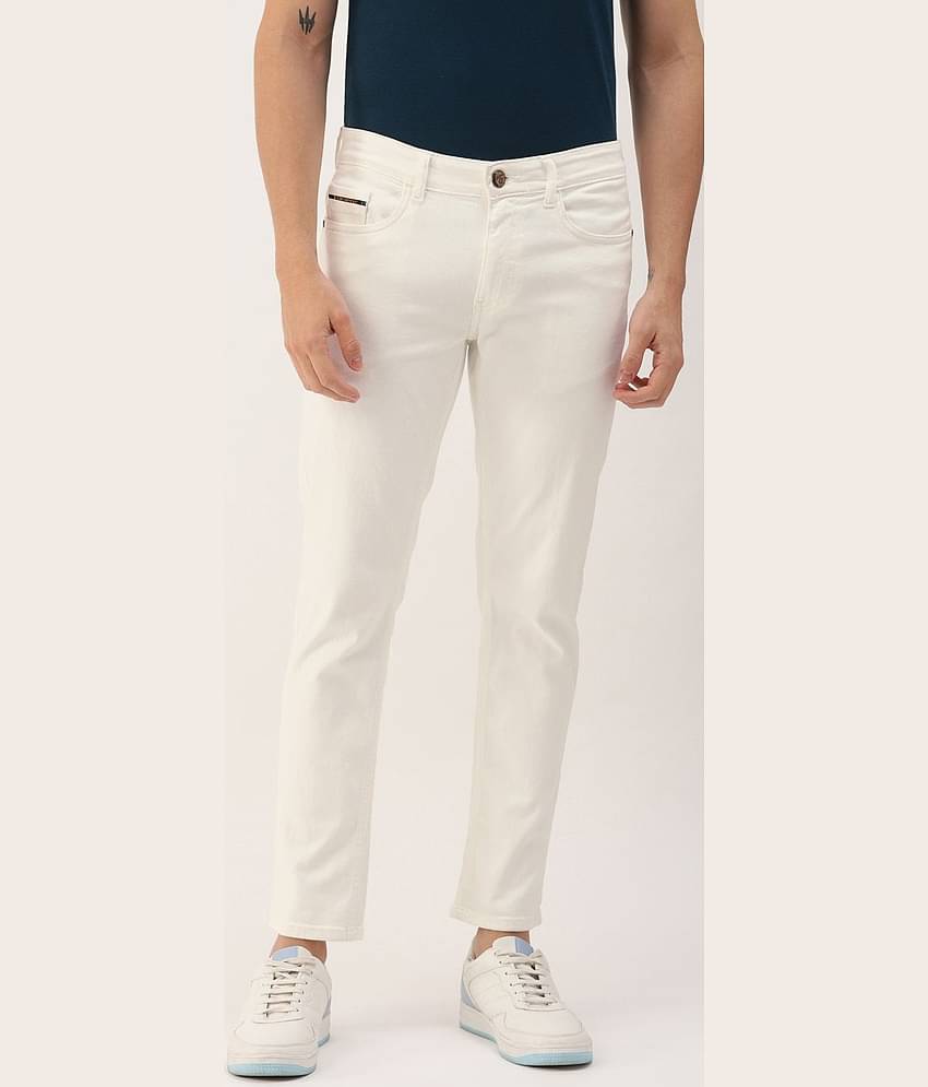 The Indian Garage Co. Slim Fit Basic Men's Jeans - White ( Pack of 1 )