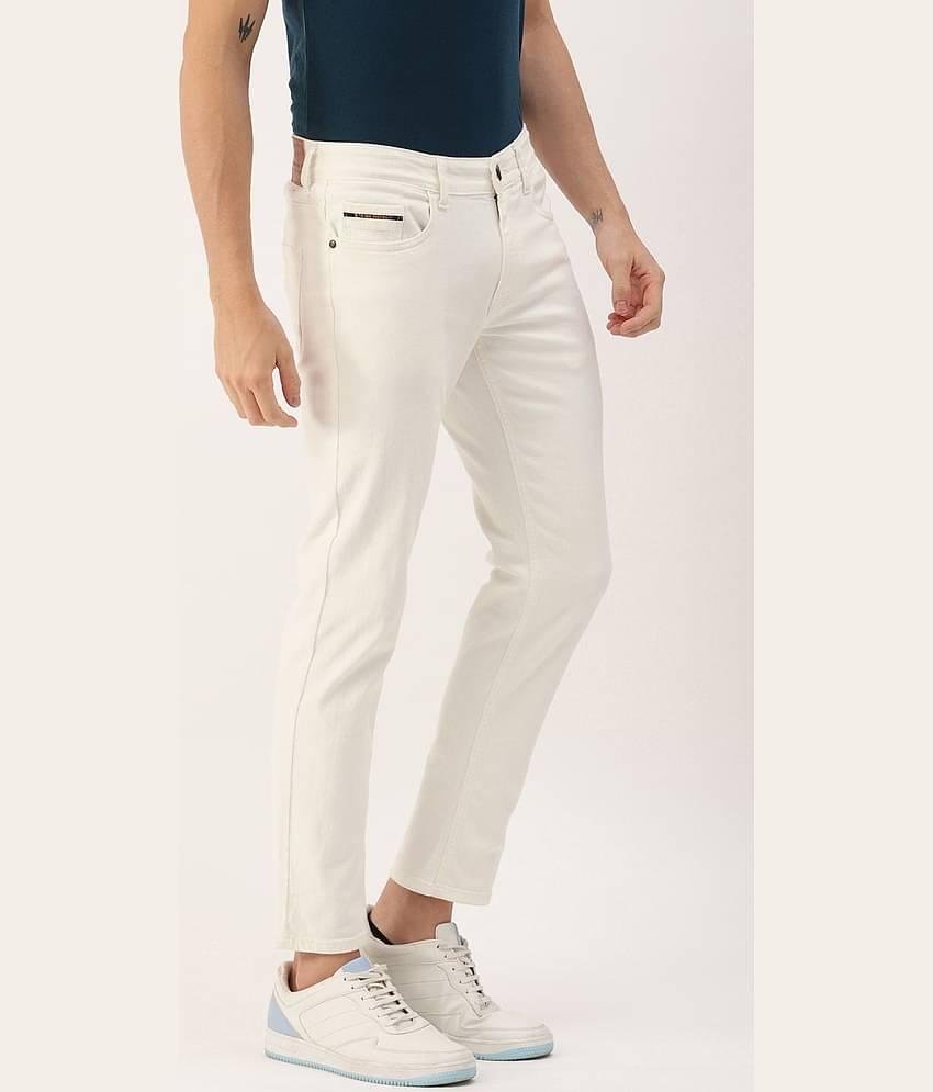The Indian Garage Co. Slim Fit Basic Men's Jeans - White ( Pack of 1 )