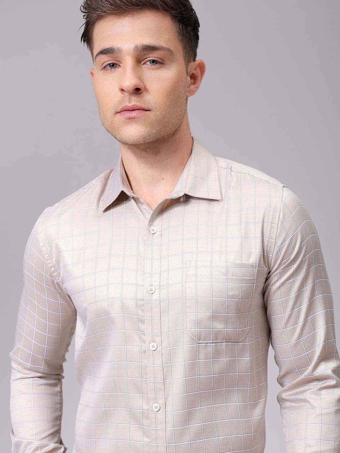     			The Indian Garage Co. Viscose Slim Fit Full Sleeves Men's Formal Shirt - Beige ( Pack of 1 )