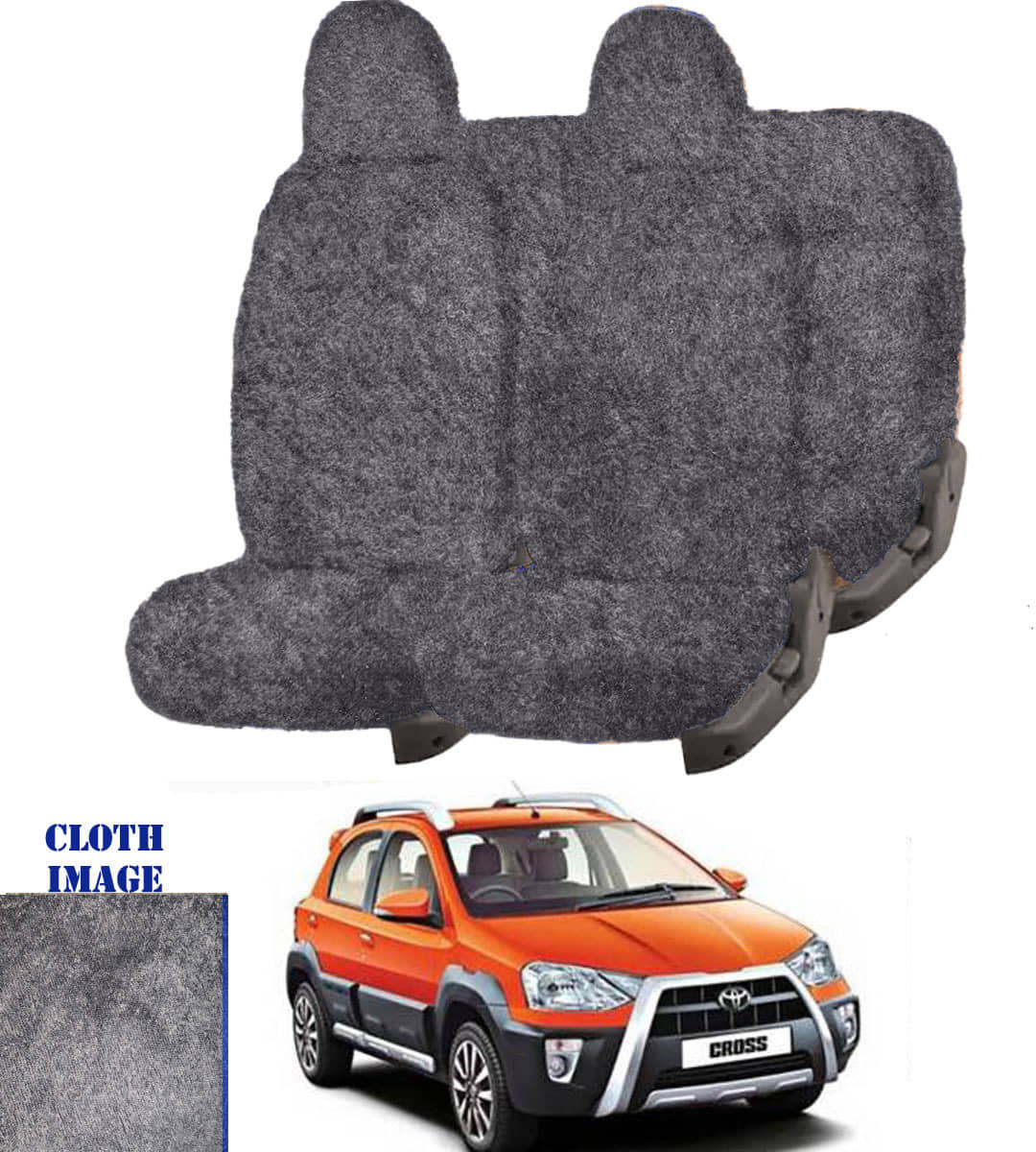 Toyota Etios Grey 5 Seater Car Seat Cover