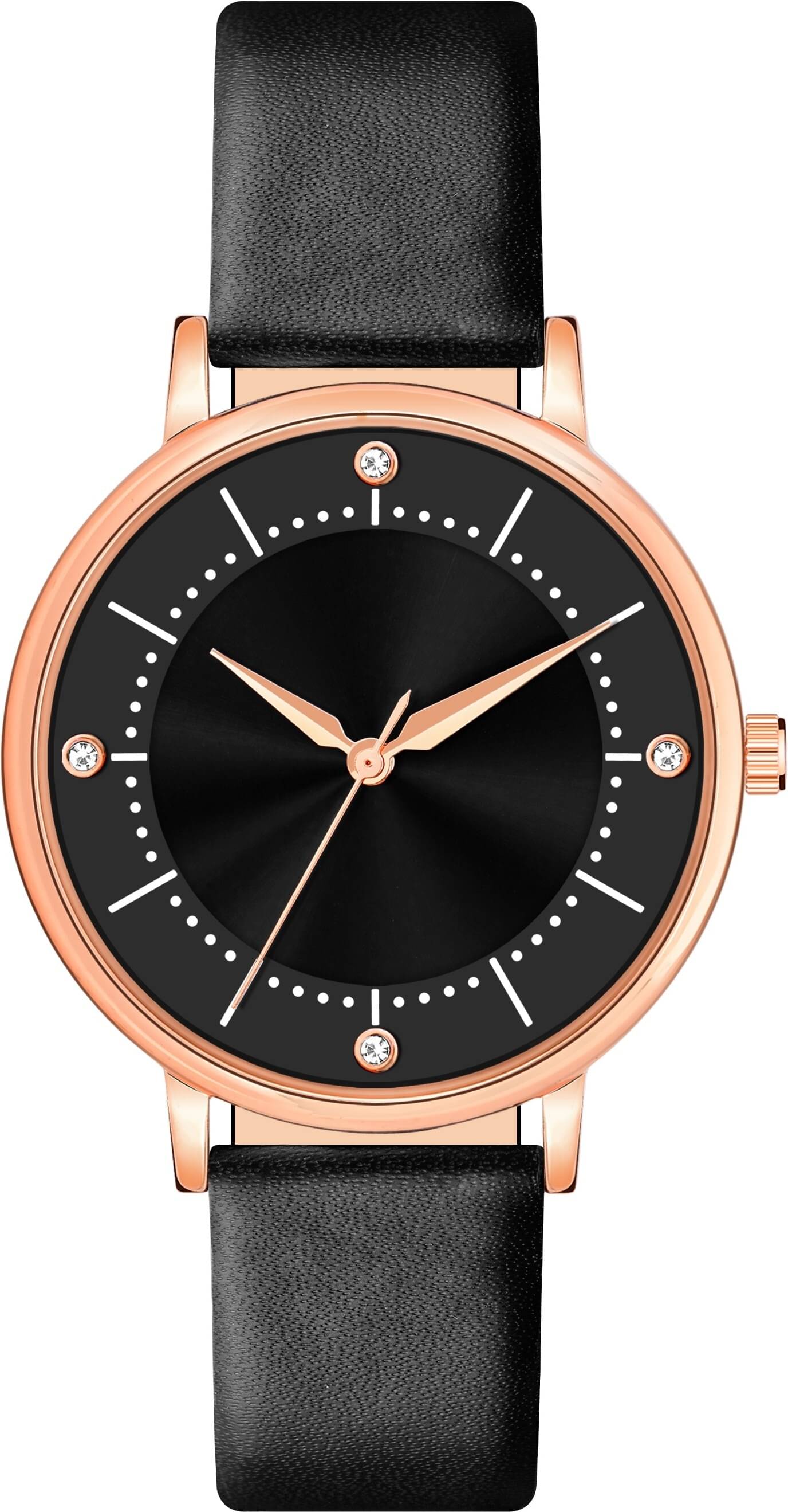     			Trex Black PU Analog Men's Watch