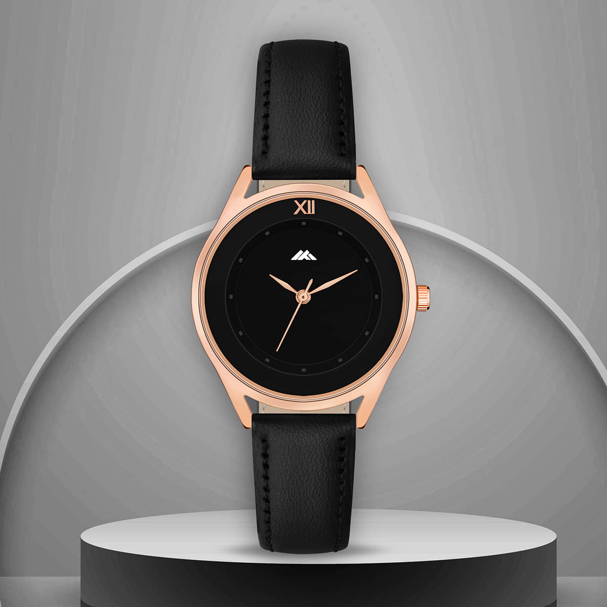     			Trex Black PU Analog Womens Watch