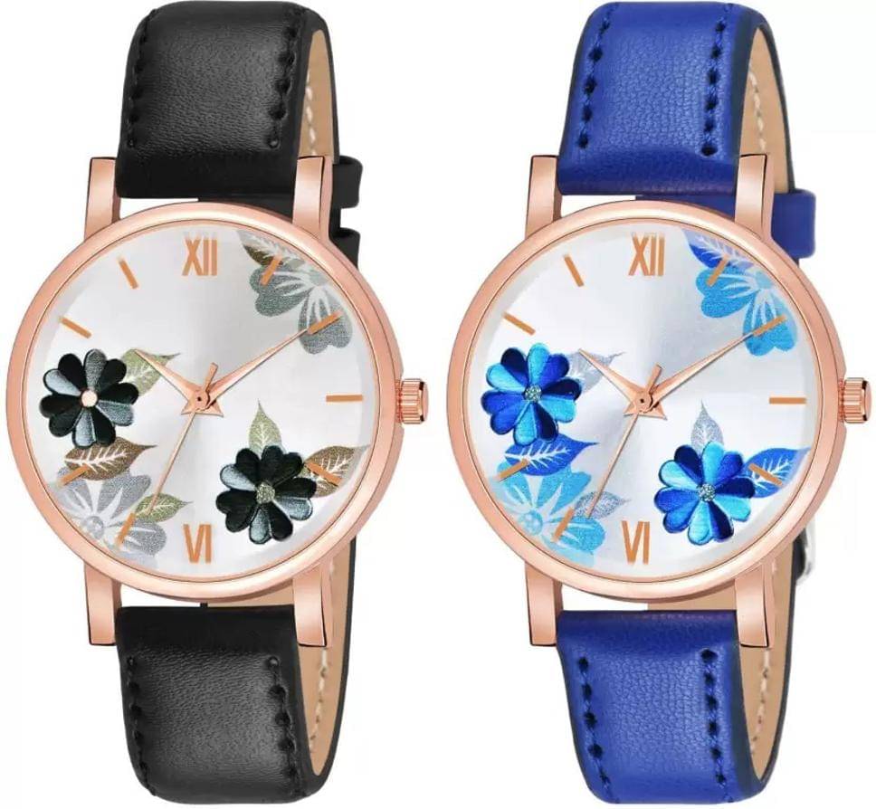     			Trex Black PU Analog Womens Watch