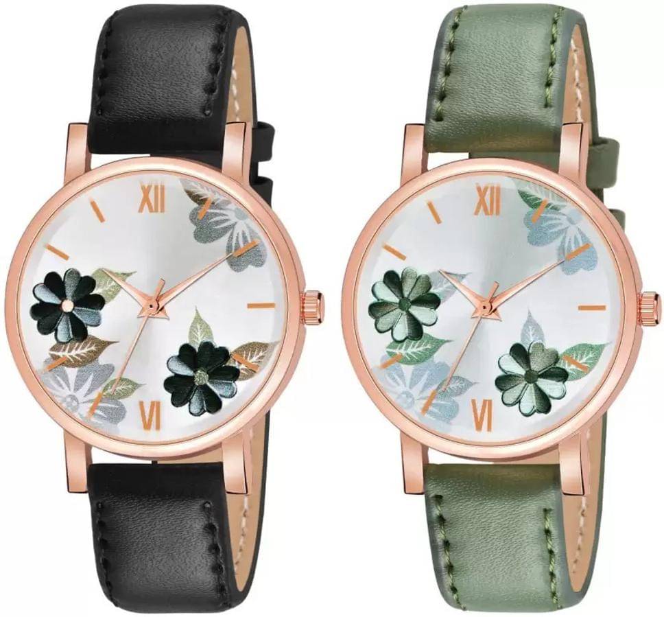     			Trex Black PU Analog Womens Watch
